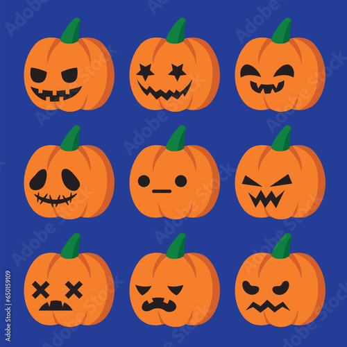 Collection of pumpkins, festivals, Halloween, creative print work. Illustrations or background images of any kind
Vector work type