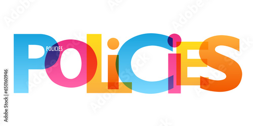 POLICIES colorful vector typography banner