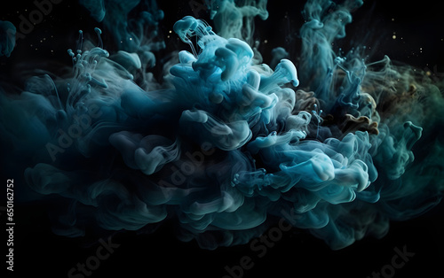 Abstract dark background with a stormy blue smoke effect, Generative AI