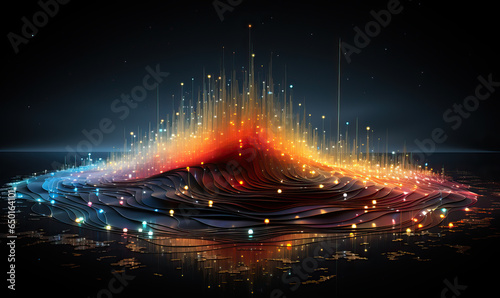 Visualization of a radio signal on a dark background. photo