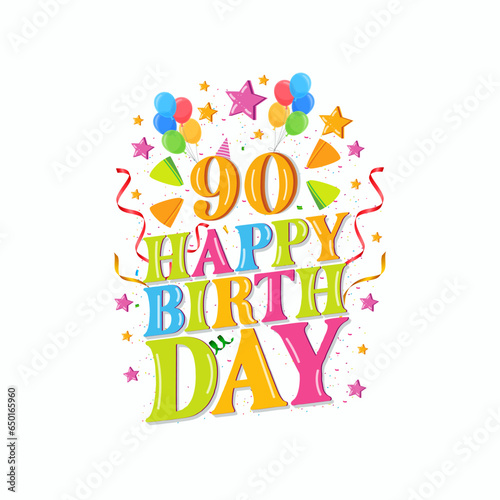 90 years happy birthday logo with balloons  vector illustration 90th Birthday Celebration design