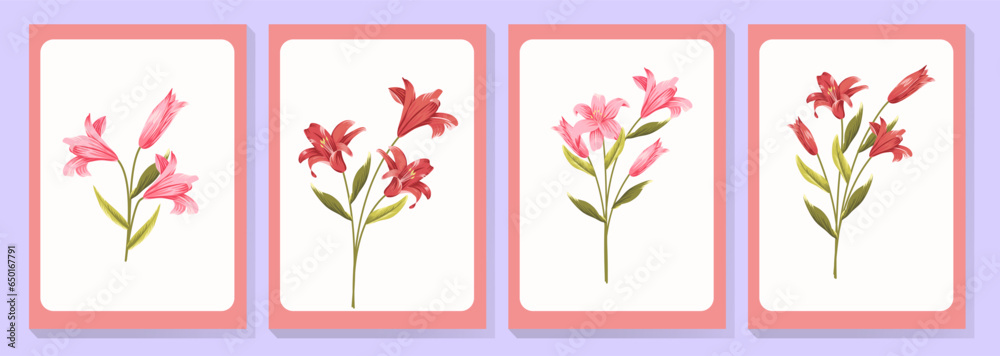 Wall Art Vector Lily Flower. Suitable for your room Wall Art Vector Lily Flower. Suitable for your room