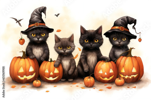 Pumpkin animal halloween witch autumn cat spooky party holiday black october