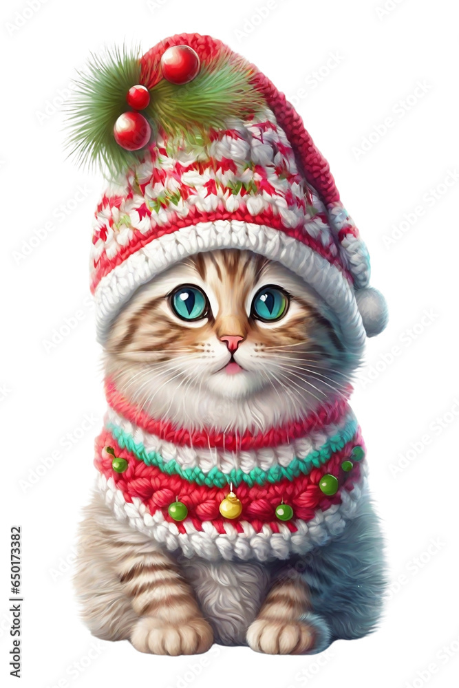 little kitten in a warm hat and sweater christmas graphics little kitten in a warm hat and sweater christmas graphics