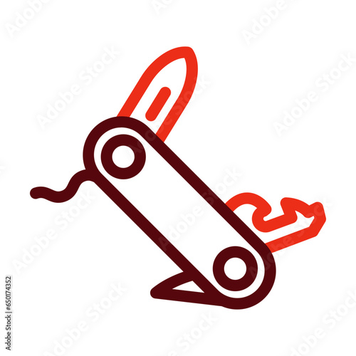 Swiss Knife Thick Line Two Colors Icon Design