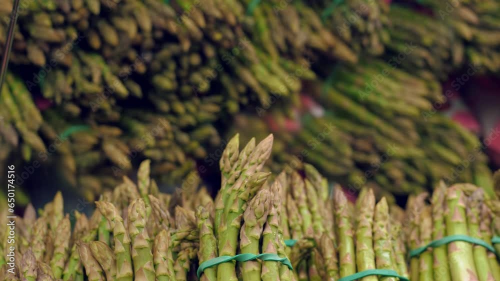 asparagus in supermarket. edible asparagus. grocery supermarket