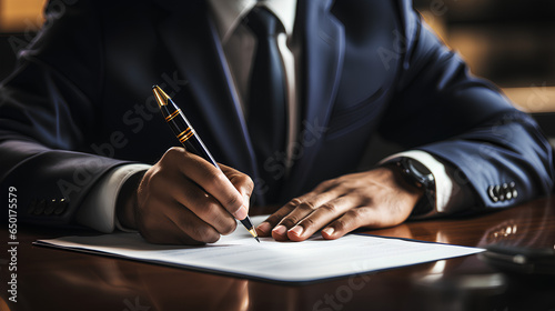 Close-up of a businessman signing a contract. Business concept.