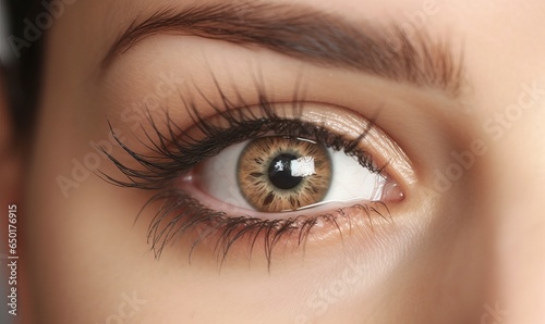 Close-up of Light Brown Eye with Beautiful Eyelashes