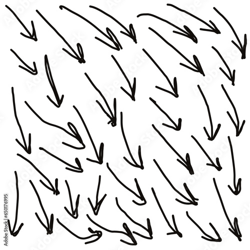 The drawn arrows are directed mainly to the lower part of the canvas