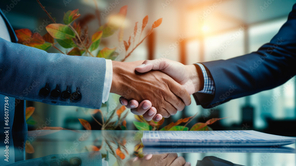 Two business man shaking hands during a meeting in the office Two business man shaking hands during a meeting in the office