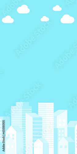 背景イラスト_ビル群_水色