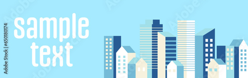 背景イラスト_ビル群_青