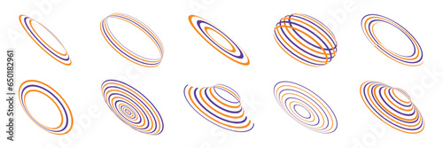 Geometric 3D Spirals: Set of Modern Vector Ribbon Design Elements
