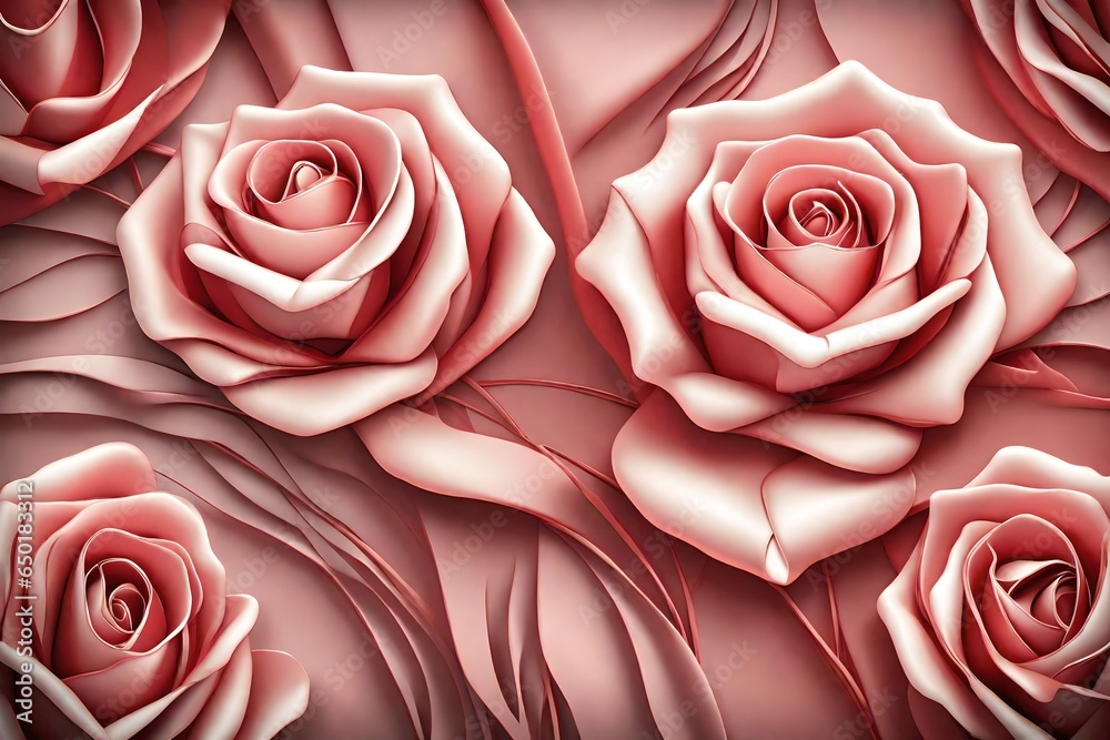 Illustration of beautiful rose flower decorative on silk wall ...