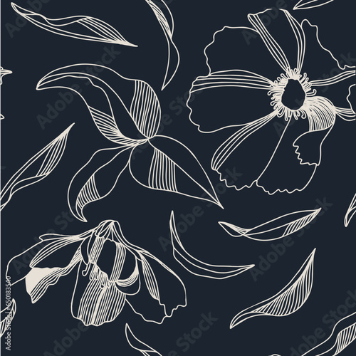 Seamless pattern beautiful flower vector. Collage contemporary print. Fashionable template for design.