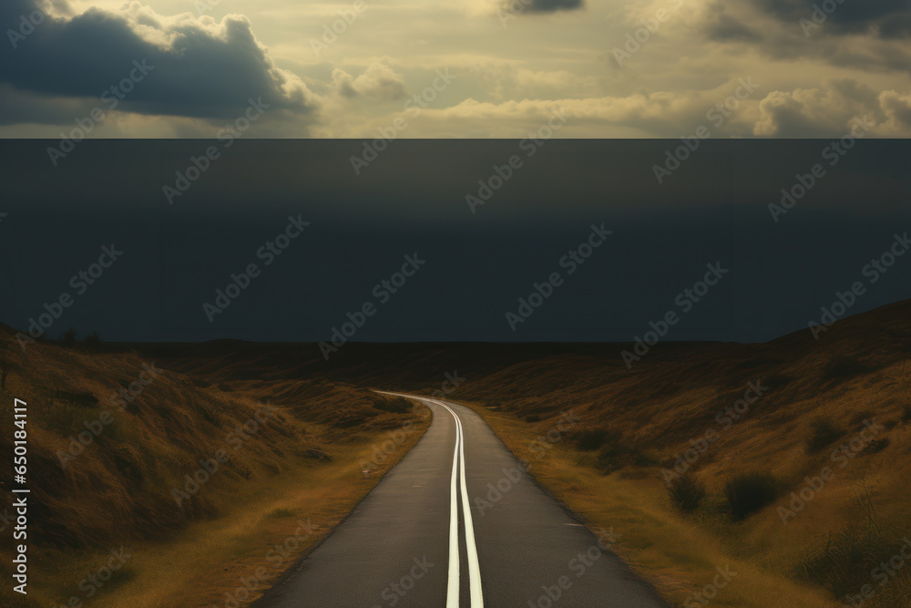 A picture of a long empty road with a beautiful sky background. Perfect for illustrating concepts of travel, freedom, and exploration.