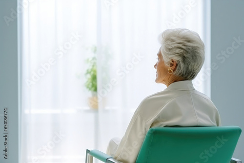 Elderly Patient Resting Comfortably in Hospital Chair