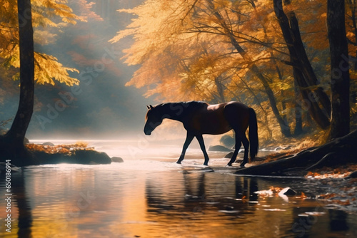 horse in the autumn forest