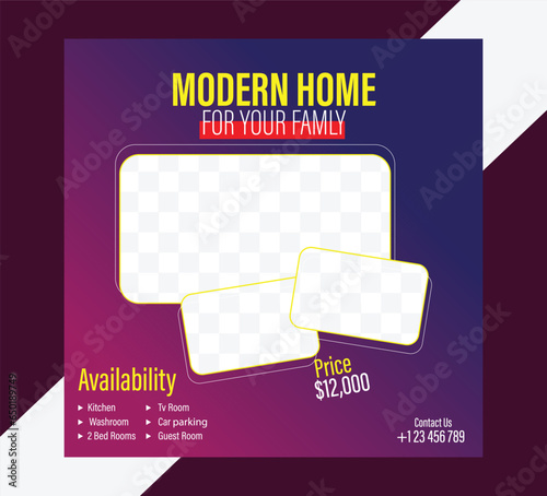 real estate house social media post or square banner template photo