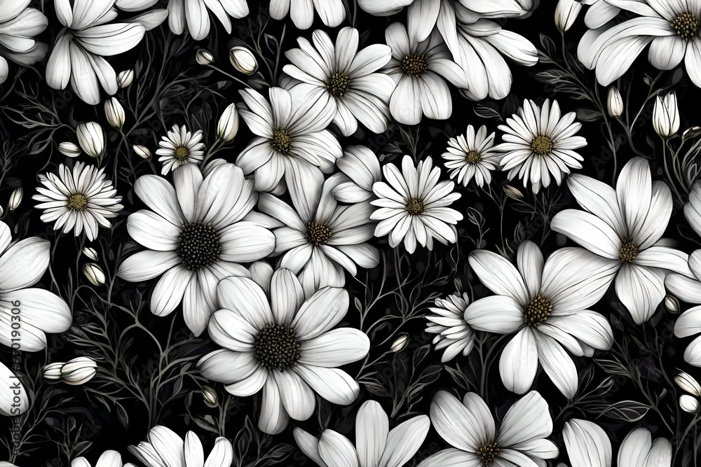 white flowers with black background copy space for text white flowers with black background copy space for text