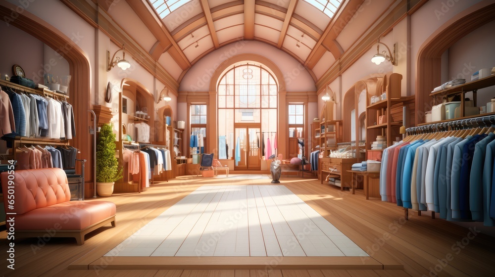 Inside the cloth shop, The overall design is simple. Inside the cloth shop, The overall design is simple.