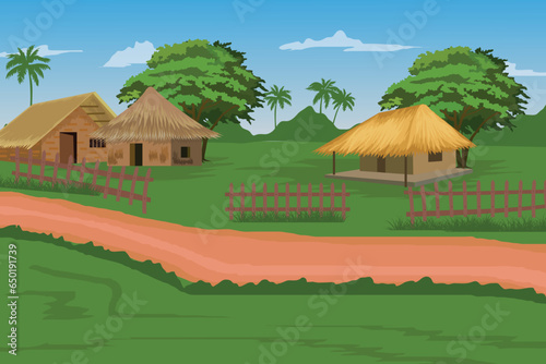 Rural mountain tree hut  lanscape at Asian