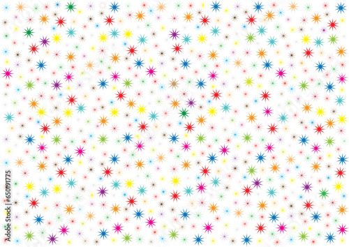Cheerful background with colorful stars on a white background. Vector multicolored seamless texture with stars. Background with tiny pattern for design, wrapping paper, textile. © azteka