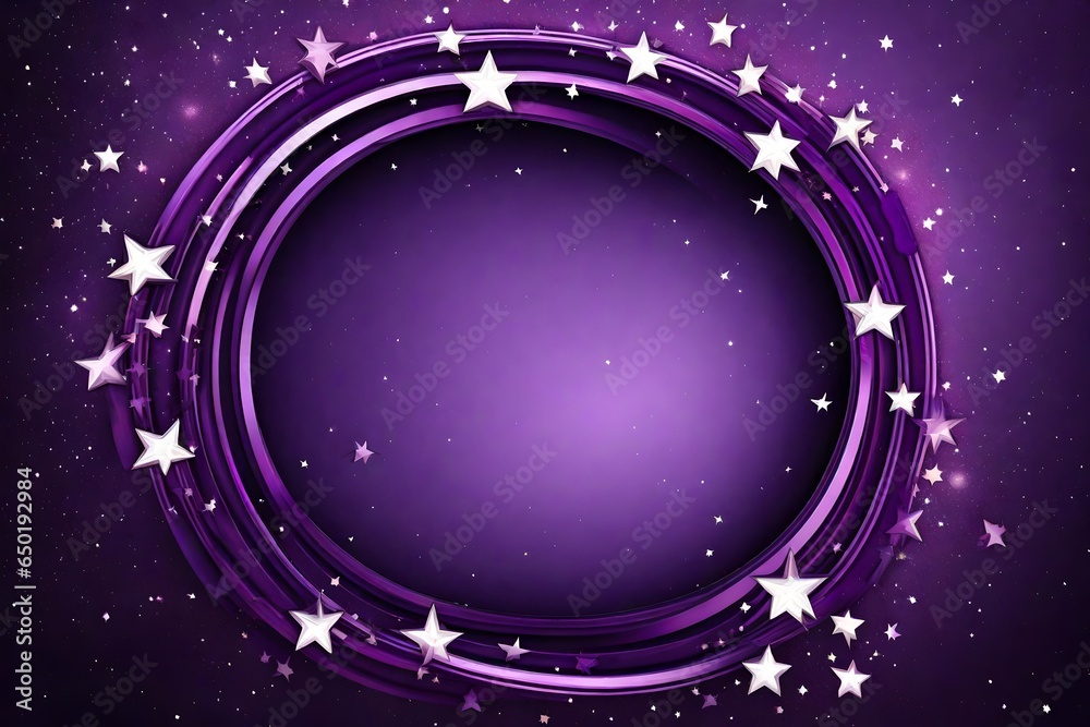 Obraz premium Starry purple circle frame with copy space