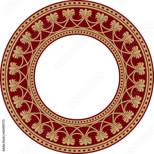 Vector round red and gold national persian ornament. Circle, frame, border ethnic pattern of Iranian civilization.