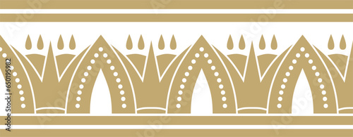 Vector seamless golden Egyptian ornament. Endless border, ancient Egypt frame..