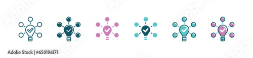 lightbulb creative solution option icon approved idea vector design business problem solving checkmark success symbol illustration