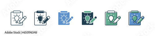 clipboard idea lightbulb modify icon vector creative innovation business solution set collection template for web and app