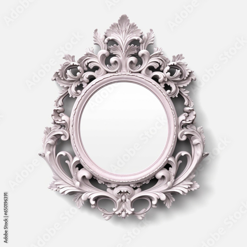アンティークな装飾のある銀色の鏡