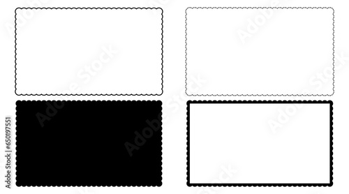 black white rectangular scalloped frame set