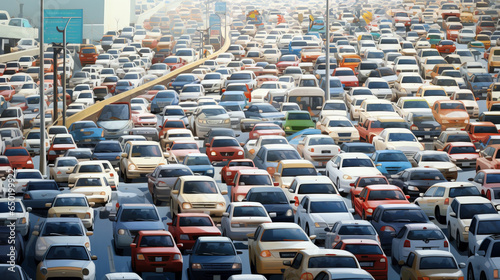 cars in a traffic jam photo