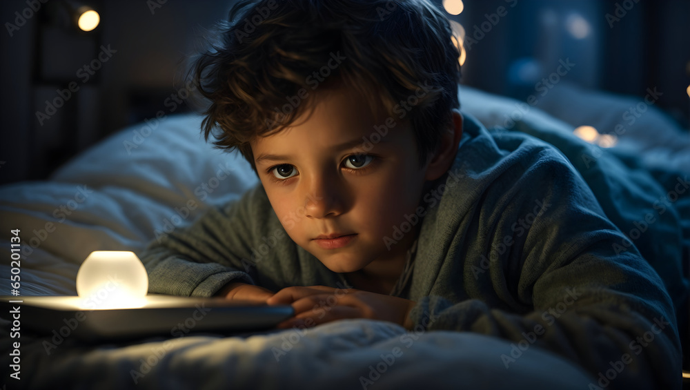 boy with tablet before sleeping boy with tablet before sleeping