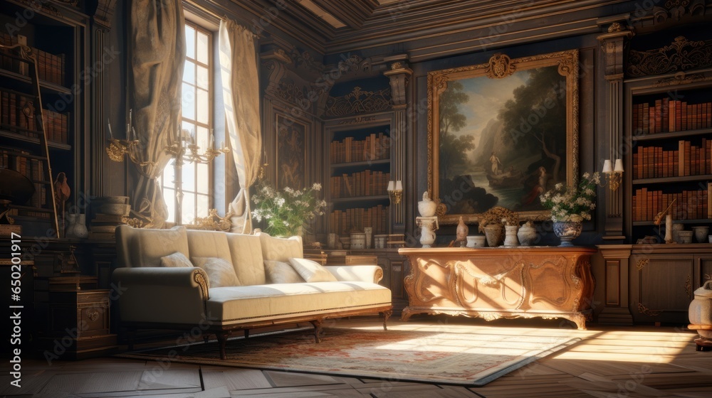 Interior of a cozy room in mannerism style