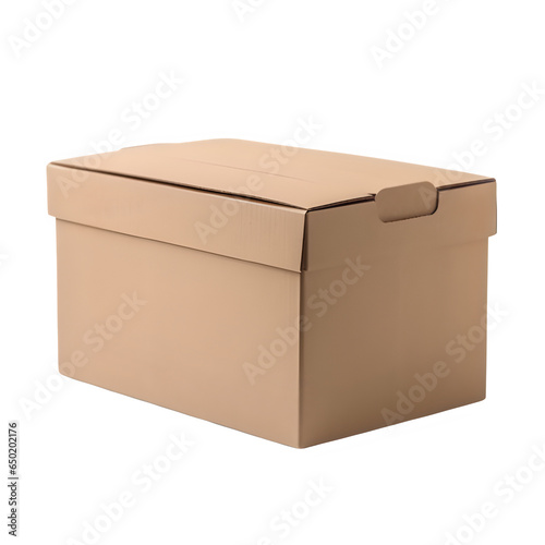 empty cardboard box isolated on transparent background ,packaging box mock up png ,generative ai © Leo