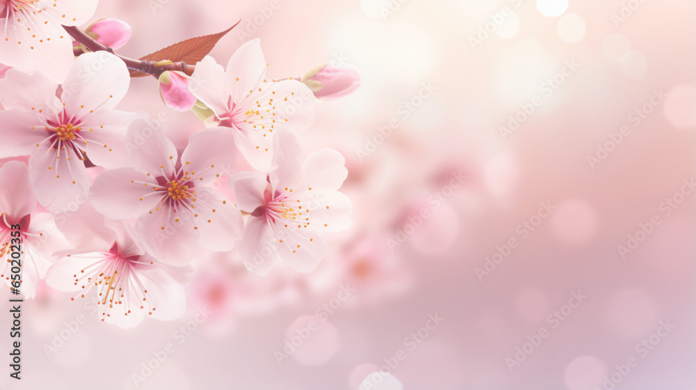 Pink Sakura flowers. Abstract spring blossom background