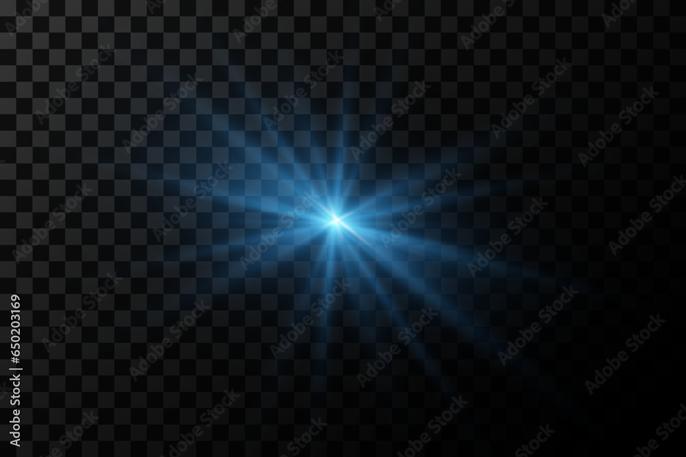 Flare lighting with a special effect of blue light on a dark background.