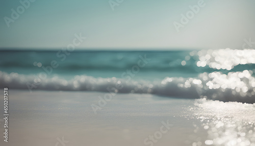 A serene beach with pristine turquoise waters and sandy shores
