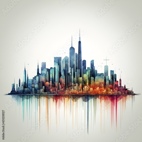 City skyline made of finance charts