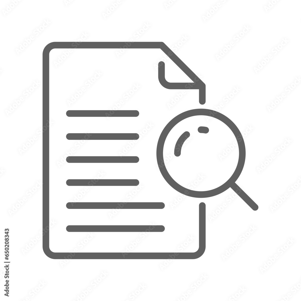 Case study line icon. Research document. Paper with Magnifying glass. File Project analysis Logo pictogram in outline symbol. Editable stroke Vector illustration design Case study line icon. Research document. Paper with Magnifying glass. File Project analysis Logo pictogram in outline symbol. Editable stroke Vector illustration design