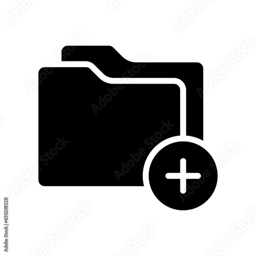 Add Files Vector glyph Icon, Add folder symbol. Empty folder New directory for document. Portfolio storage. Online gallery Flat logo pictogram. Vector illustration design