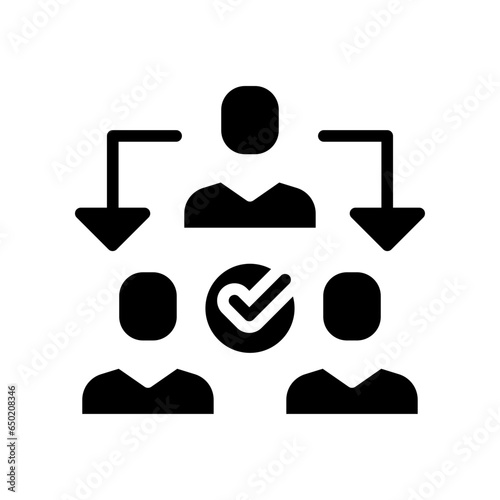 Assignment, Delegate, Delegating, Distribution Business glyph icon.  assistant group management. team work transfer job  communication Logo solid vector illustration design