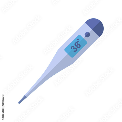 Flat Design Style Thermometer icon. Glass medical digital thermometer for fever measurement diagnostic. logo pictogram for medical and healthcare Vector illustration design