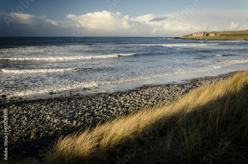 Bushfoot Strand,  Portballintrae during a winter storm on the Antrim Coast in County Antrim, Northern Ireland, uk photo