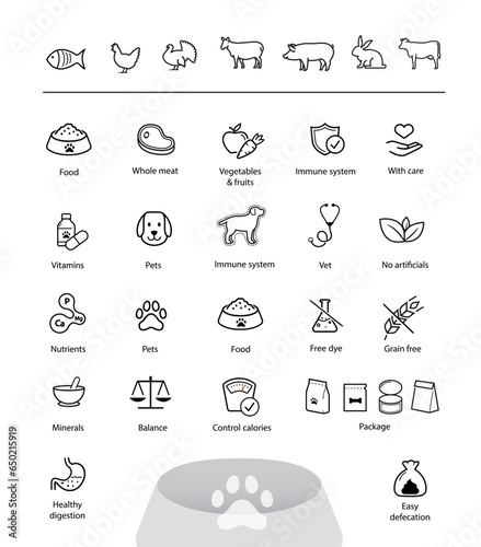 A set of icons for animals. The outline icons are well scalable and editable. Contrasting elements are good for different backgrounds. EPS10.