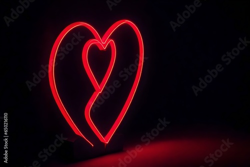 red heart on black background phptography for backgrounds  photo