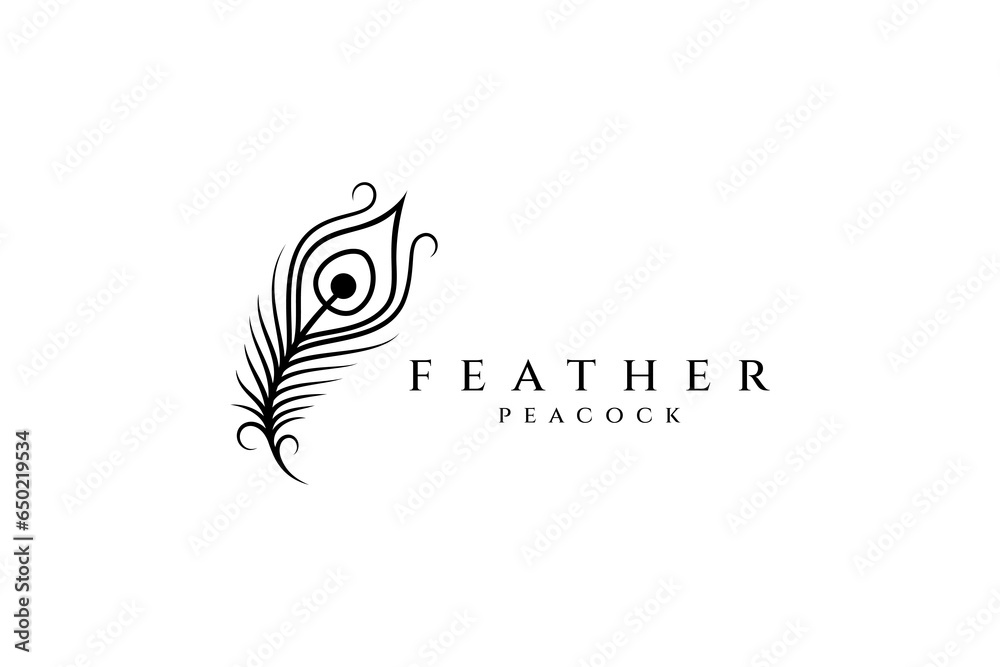 Beautiful peacock feather logo design Stock Vector | Adobe Stock